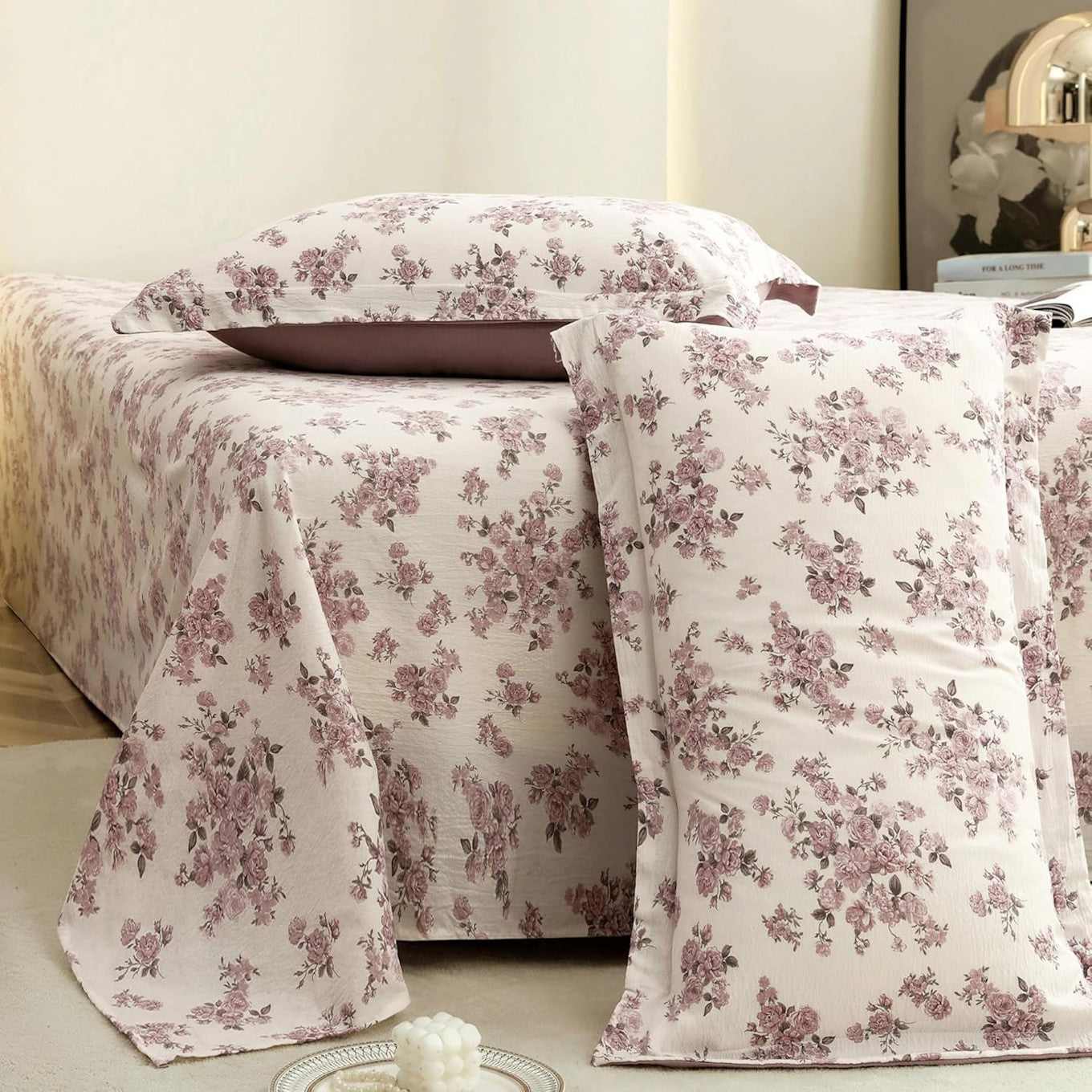 Air Cotton King Bedsheet Floral Purple Set